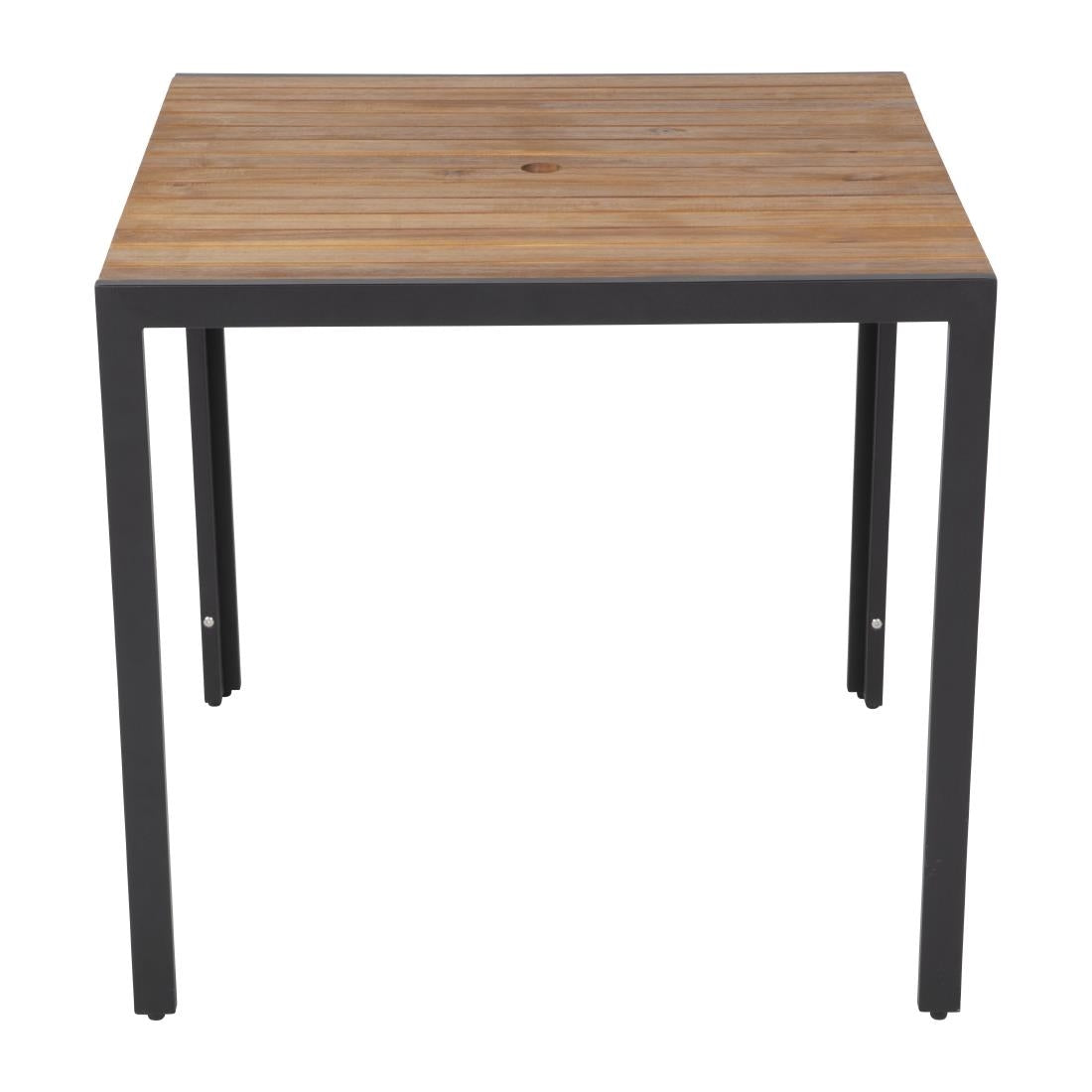Table carrée en acier et acacia Bolero 80 cm — DS152