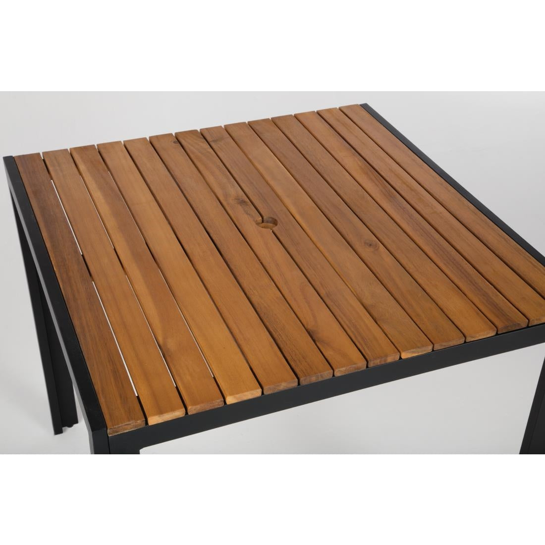Table carrée en acier et acacia Bolero 80 cm — DS152