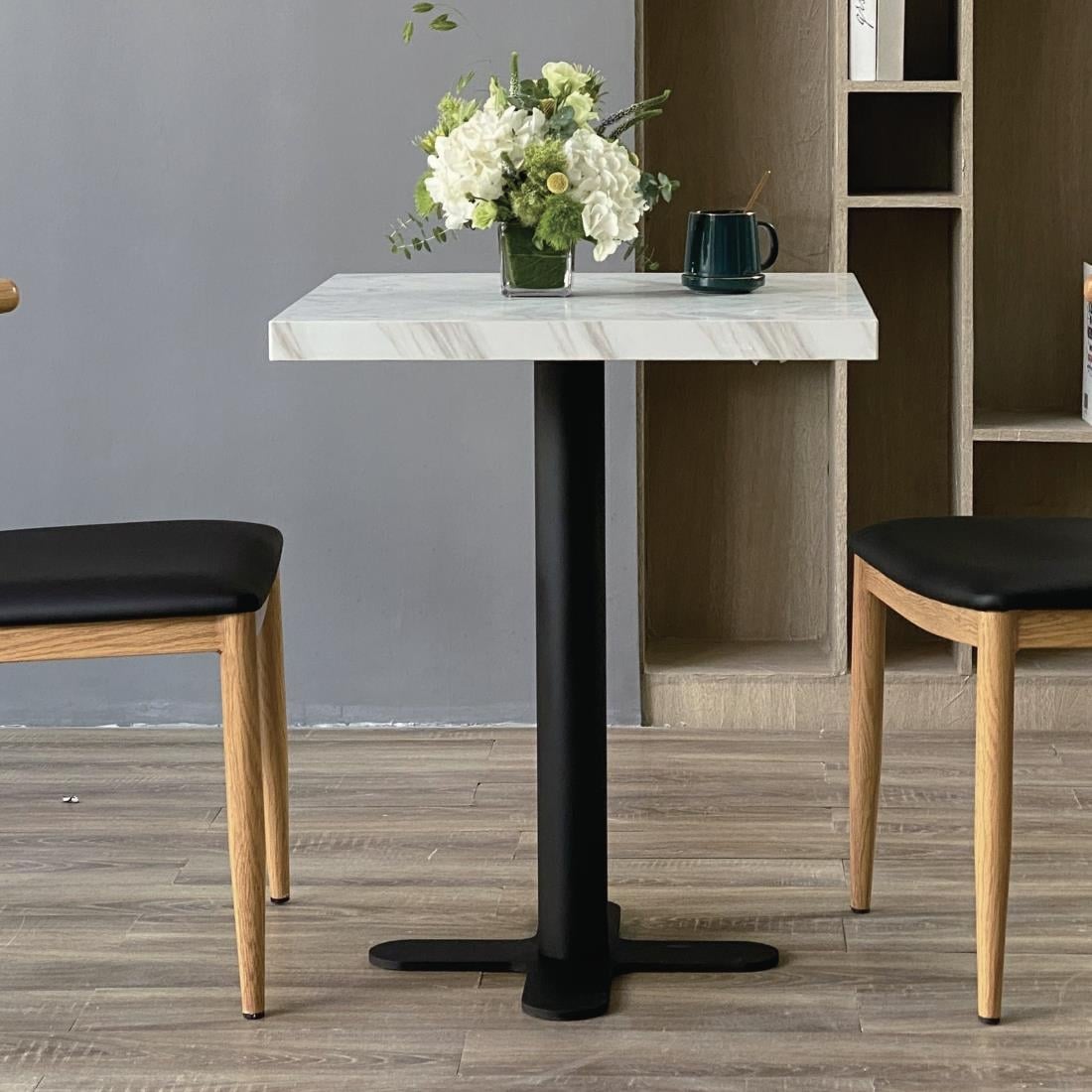 Plateau de table carré pré-percé Bolero effet marbre 700 mm — DT446