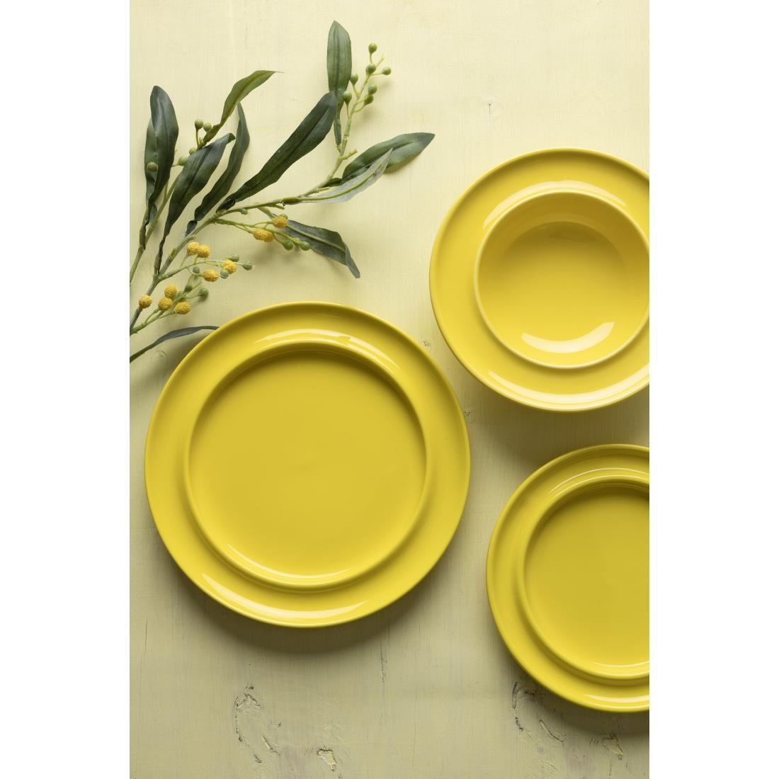 Assiettes à bord surélevé Heritage Olympia jaunes 253mm (lot de 4) — DW147