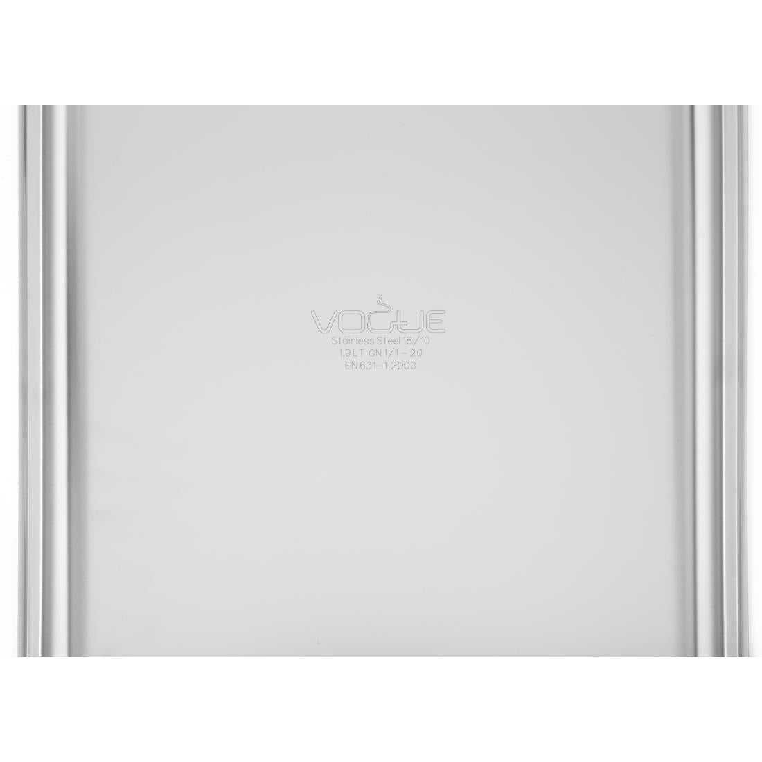 Bac inox 18/10 GN 1/1 professionnel Vogue 20mm — DW431