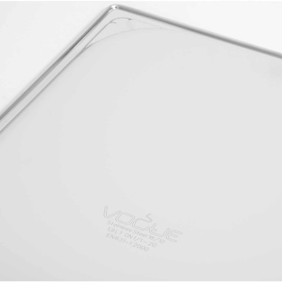Bac inox 18/10 GN 1/1 professionnel Vogue 20mm — DW431