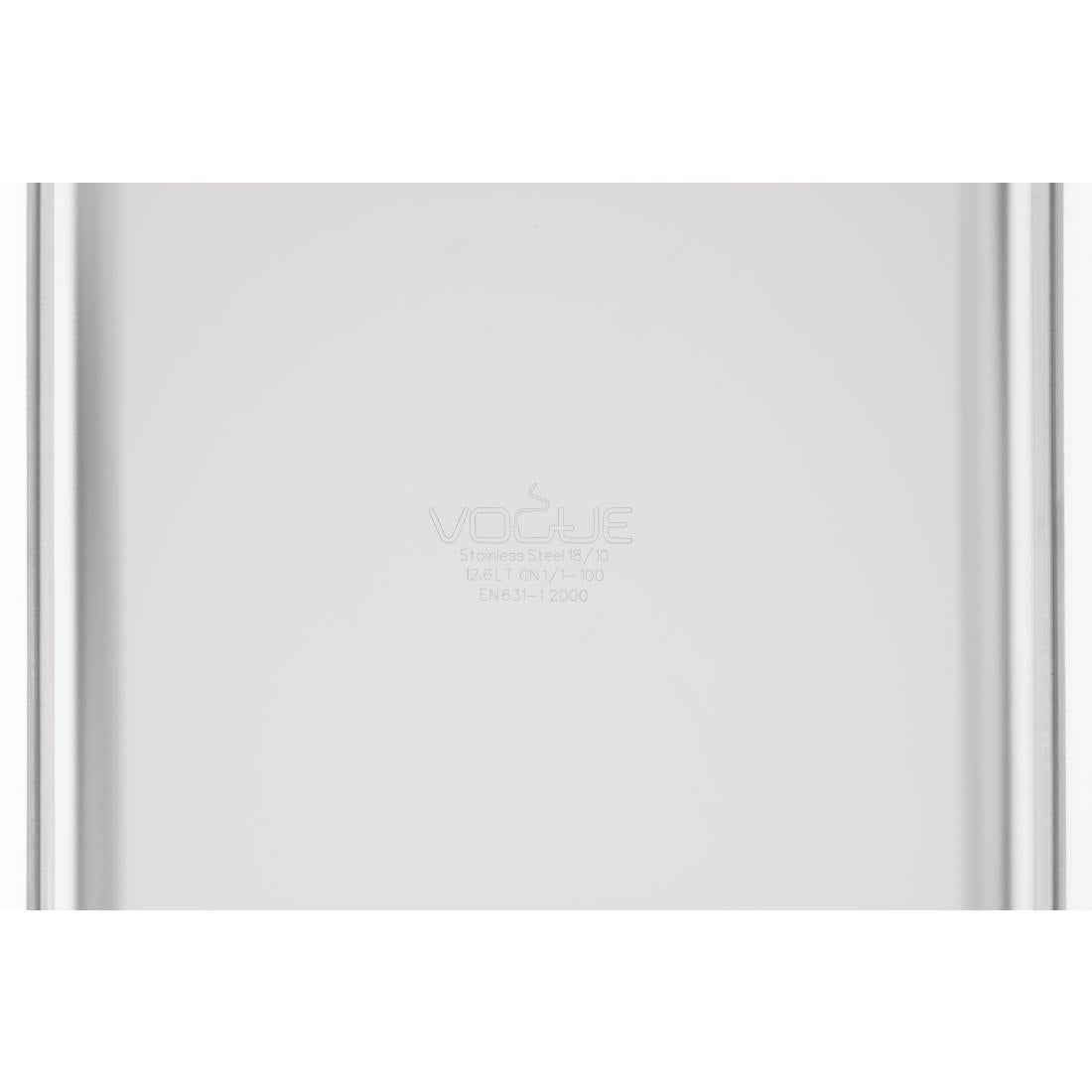 Bac inox 18/10 professionnel Vogue GN 1/1 100mm — DW434