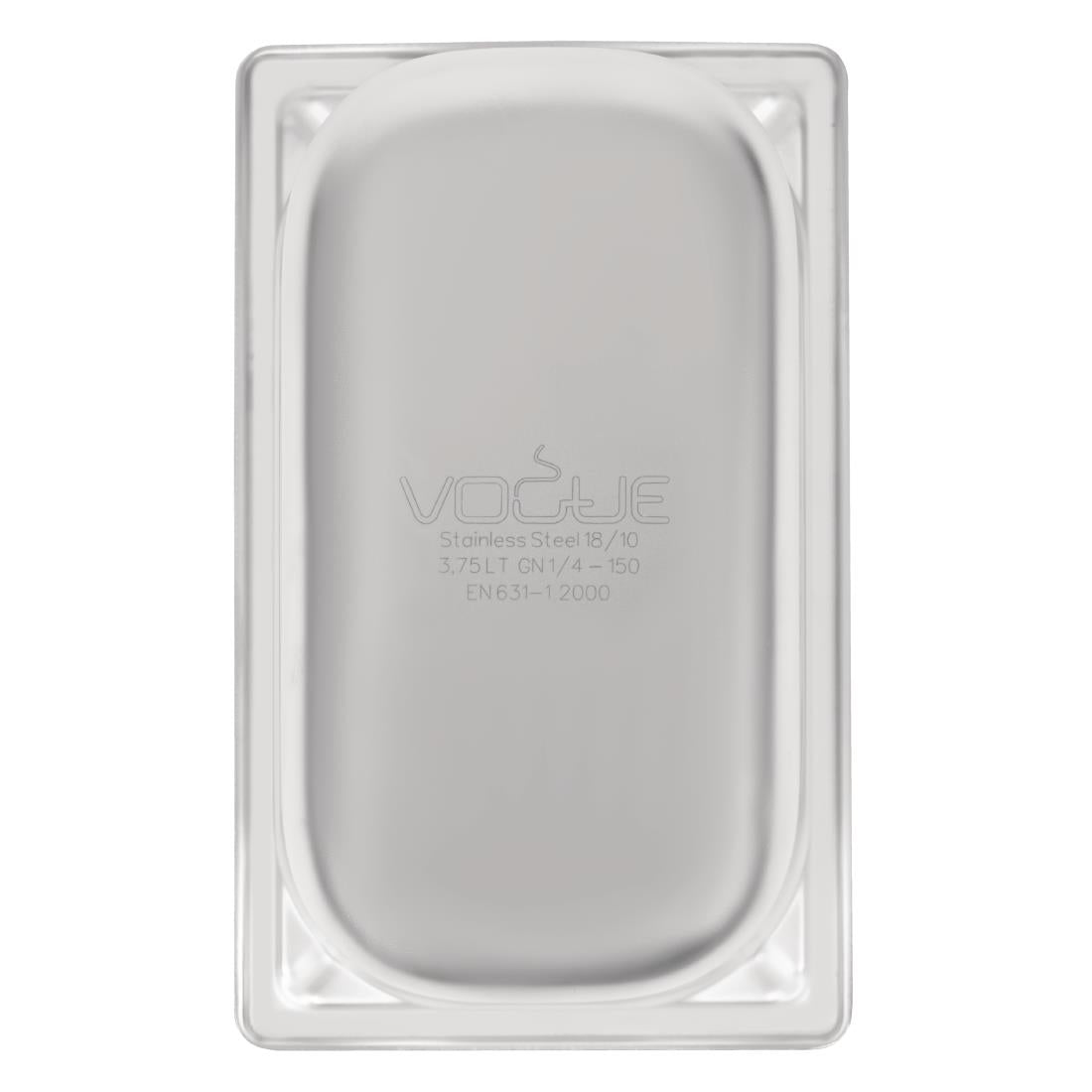 Bac inox 18/10 professionnel Vogue GN 1/4 150mm — DW448