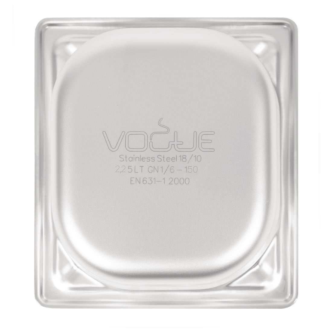 Bac inox 18/10 professionnel Vogue GN 1/6 150mm — DW451