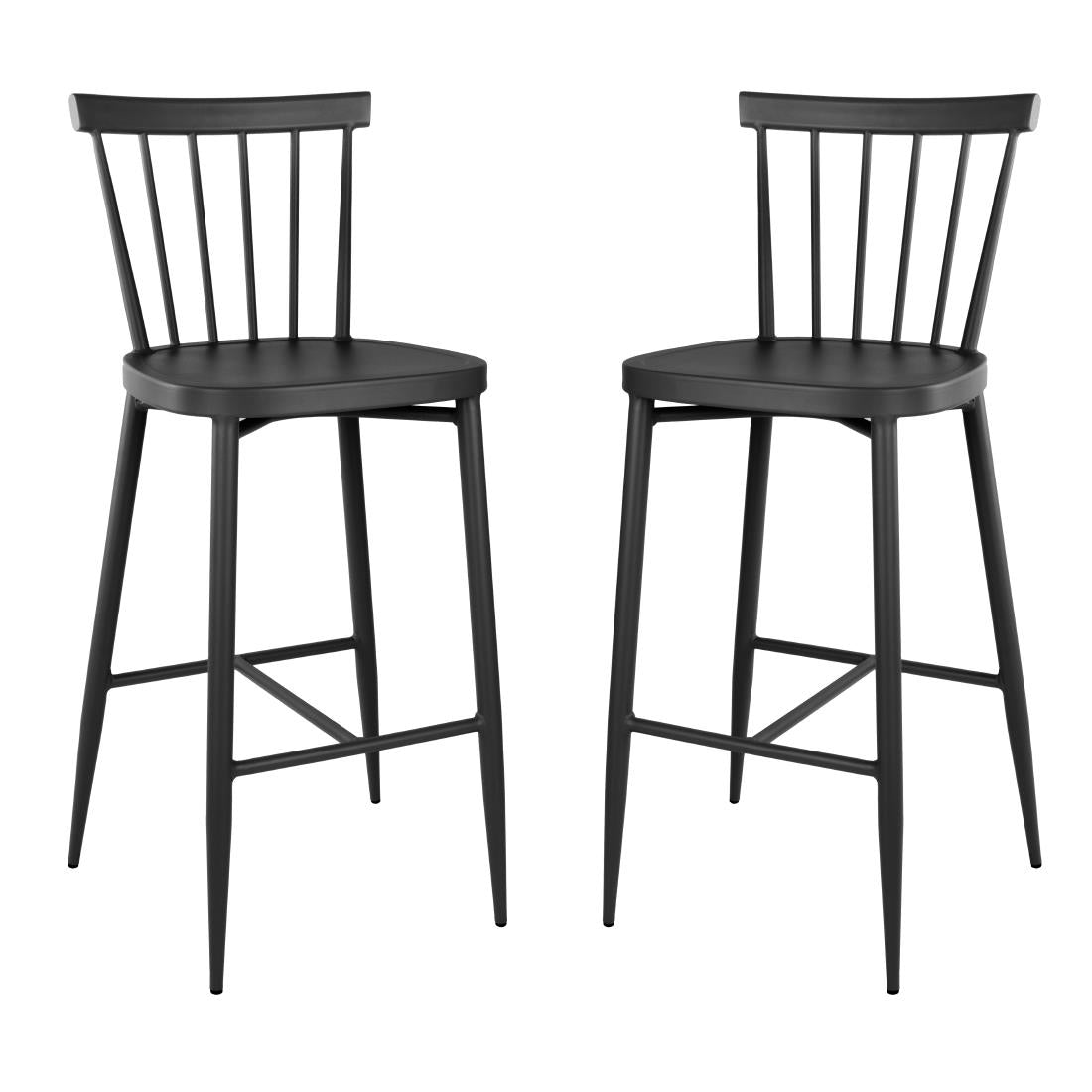 Tabourets hauts en aluminium Bolero Windsor noirs (lot de 2) — DX688