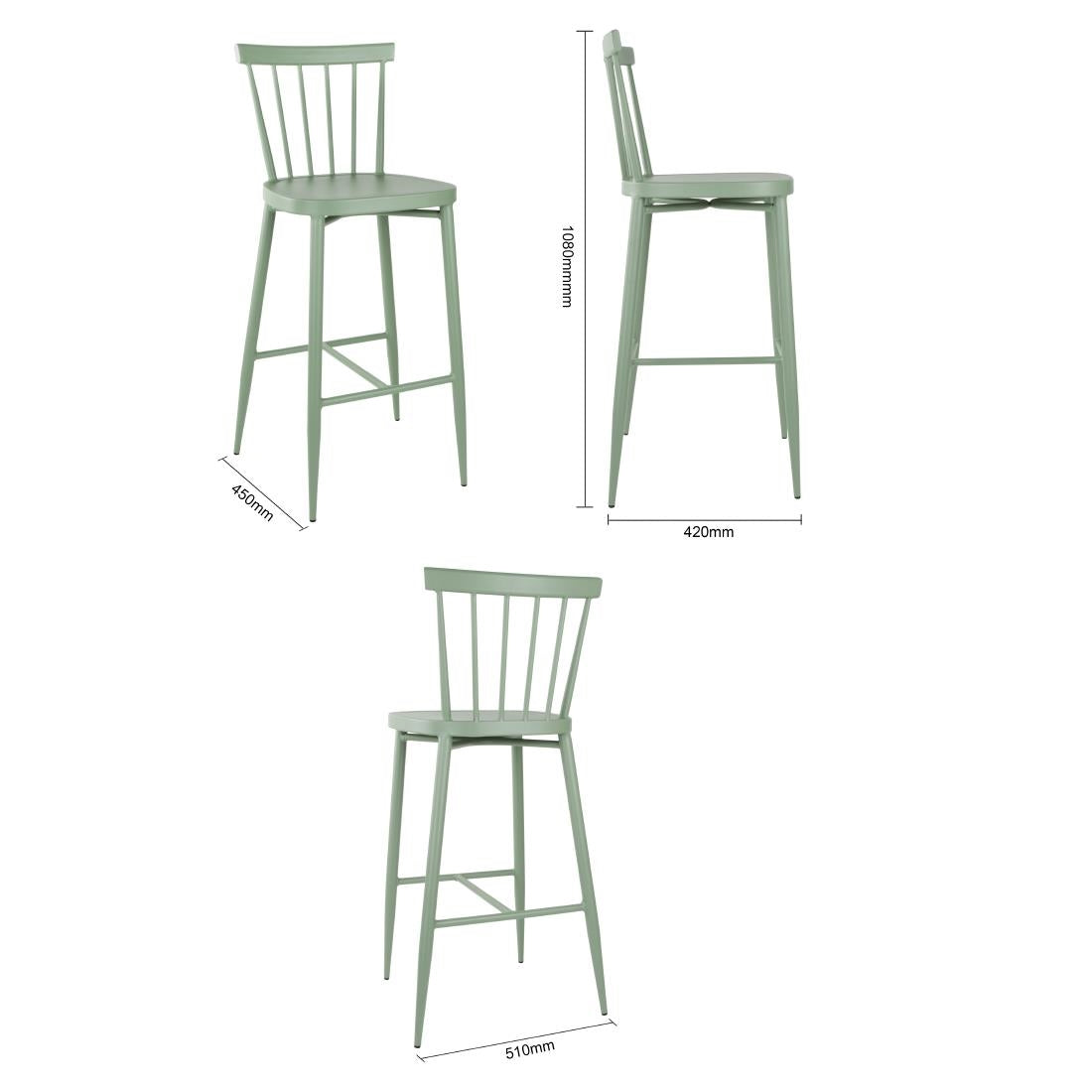 Tabourets hauts en aluminium Bolero Windsor verts (lot de 2) — DX689