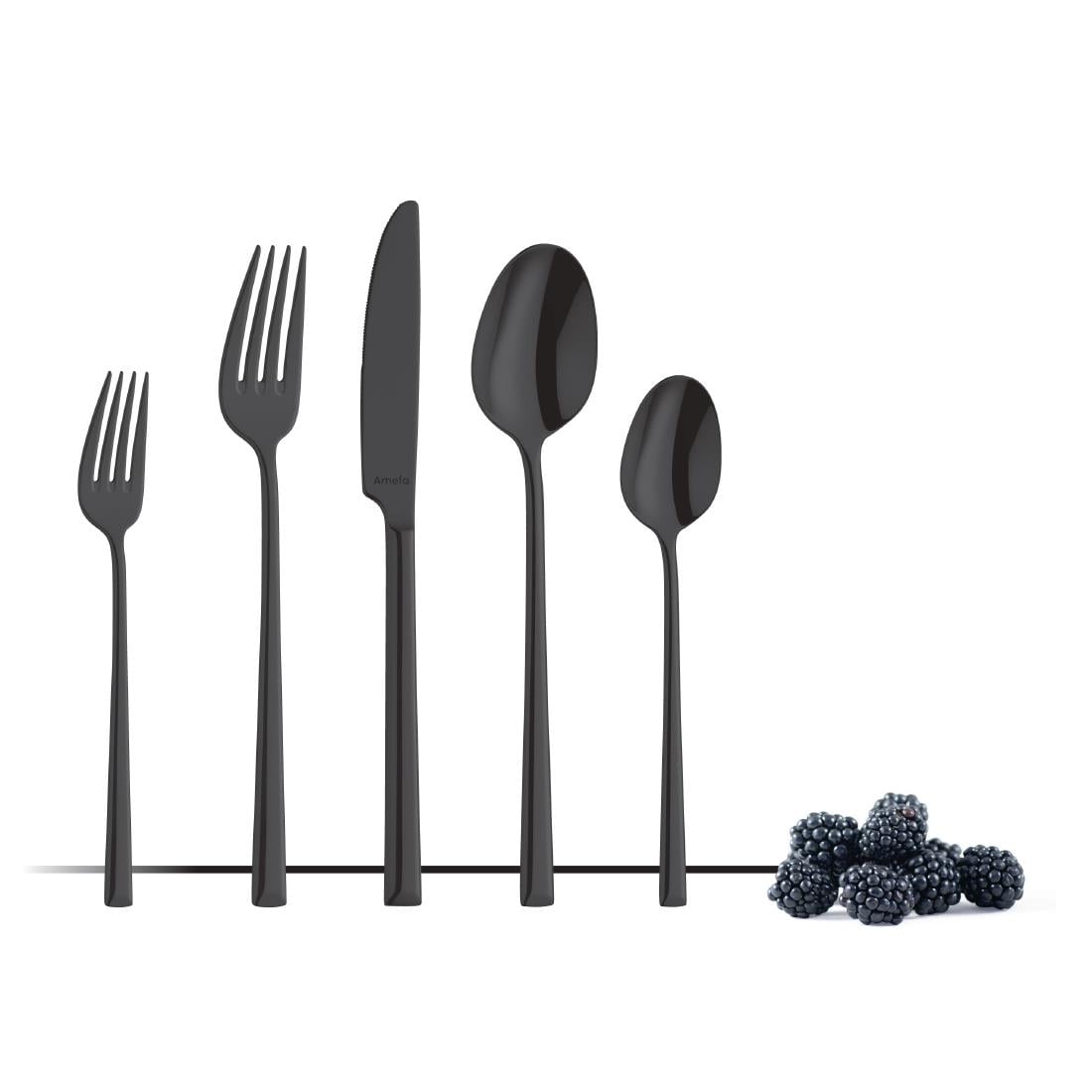 Cuillères à dessert Amefa Metropole PVD noires (lot de 12) — DX695