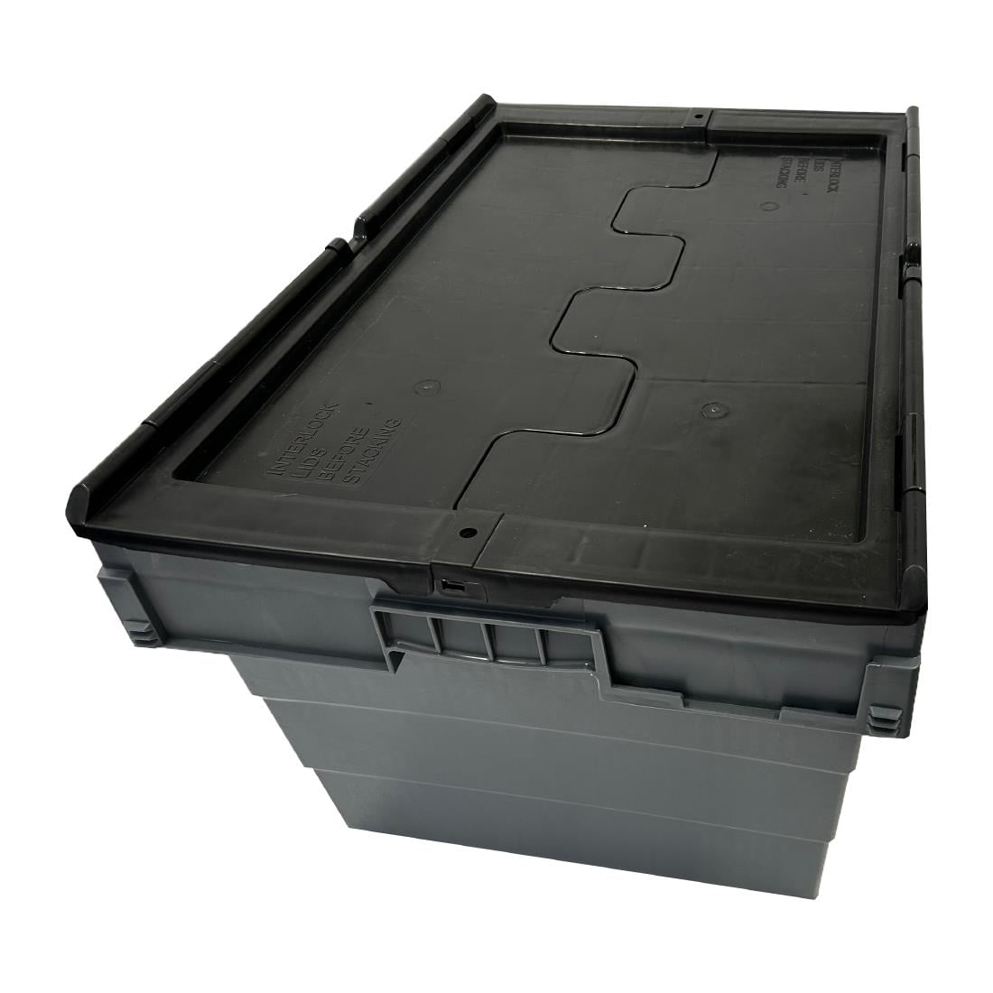 Caisse de transport/stockage en plastique Vogue avec couvercle attaché 600x400x320mm — DX995