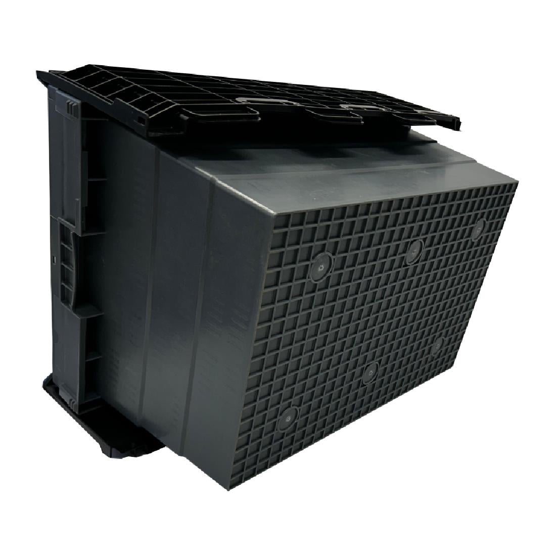 Caisse de transport/stockage en plastique Vogue avec couvercle attaché 600x400x320mm — DX995