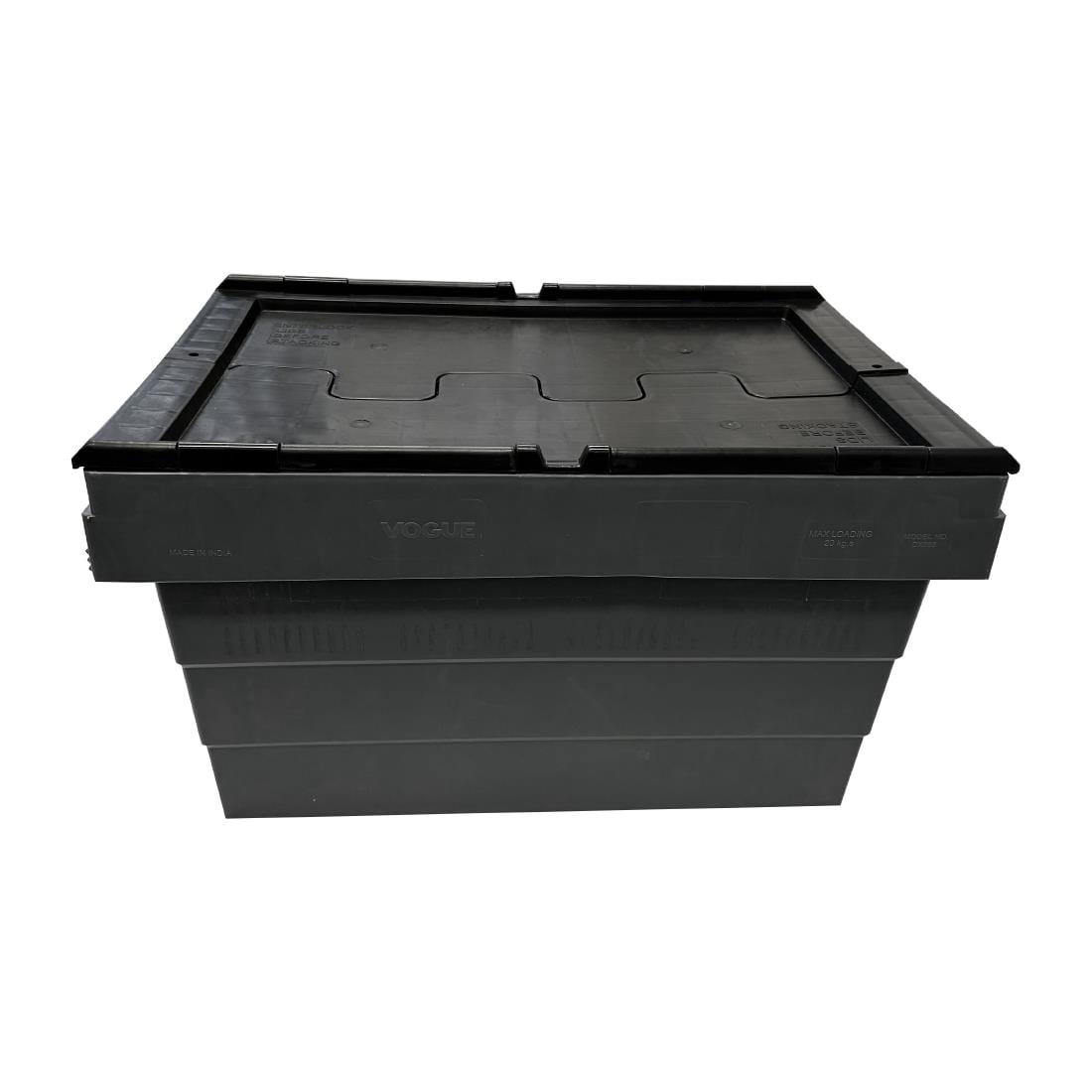 Caisse de transport/stockage en plastique Vogue avec couvercle attaché 600x400x320mm — DX995