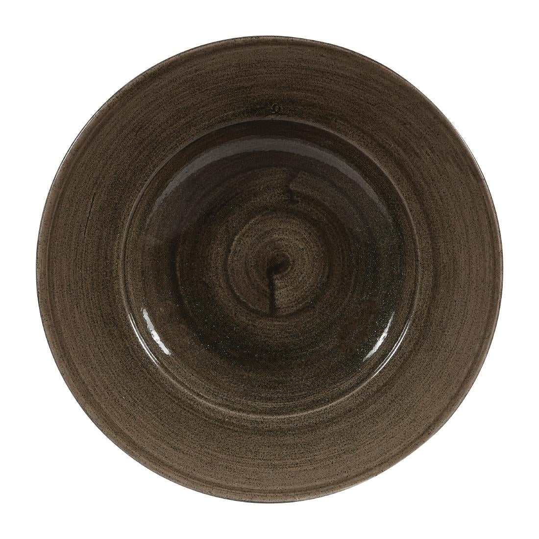 Bols à bord large Churchill Stonecast Patina Wide Iron Black 280mm (Lot de 12) — DY909