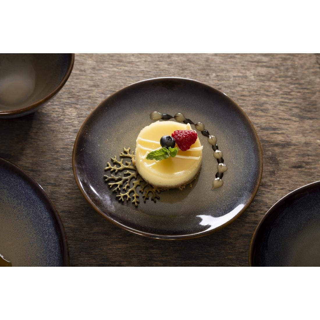 Assiettes plates Olympia Birch aubergine 205mm (lot de 6) — DZ696