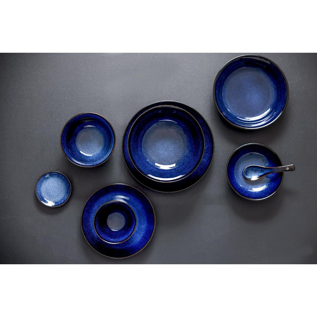 Bols plats Olympia Luna bleu nuit 160 mm (lot de 6) — DZ772