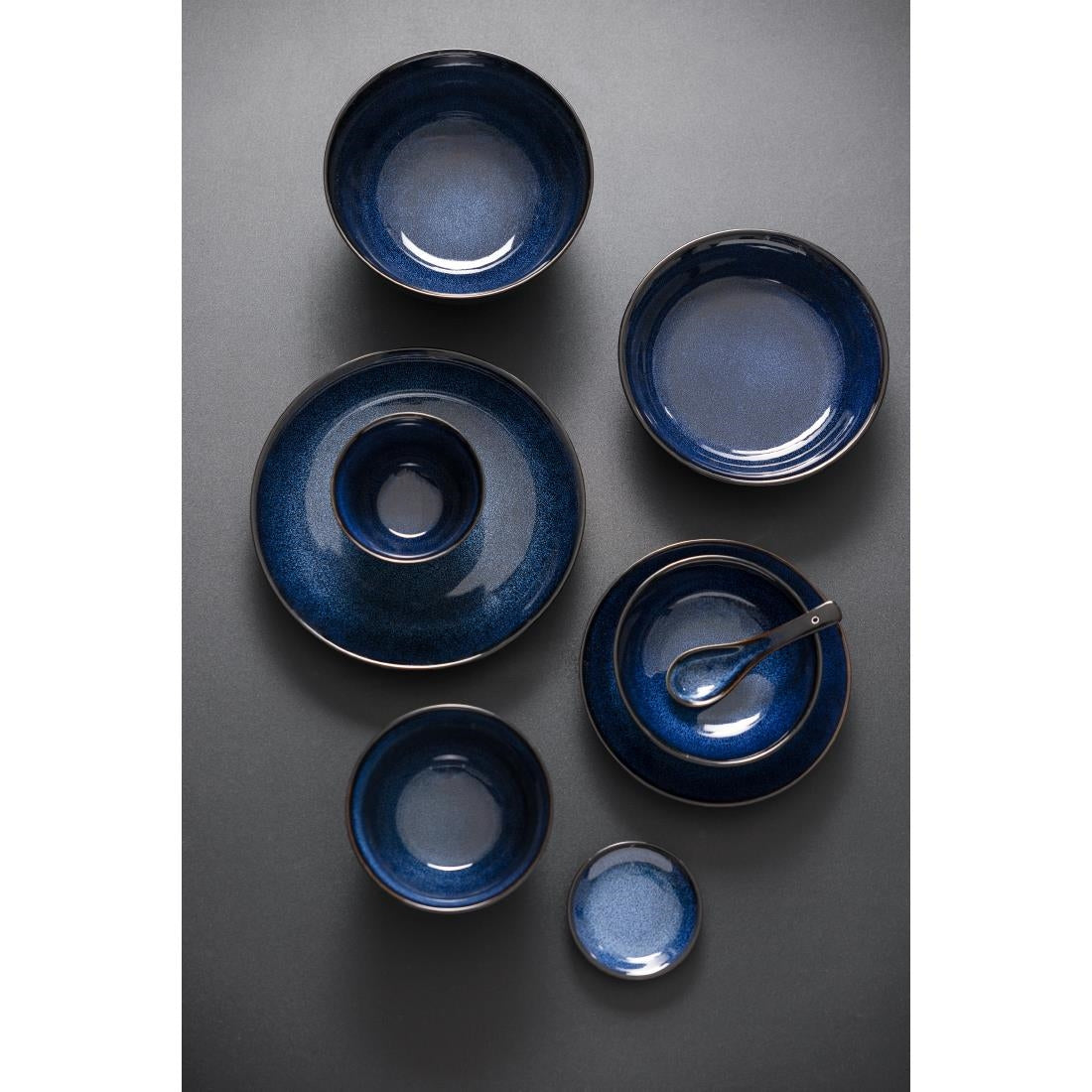 Bols plats Olympia Luna bleu nuit 160 mm (lot de 6) — DZ772