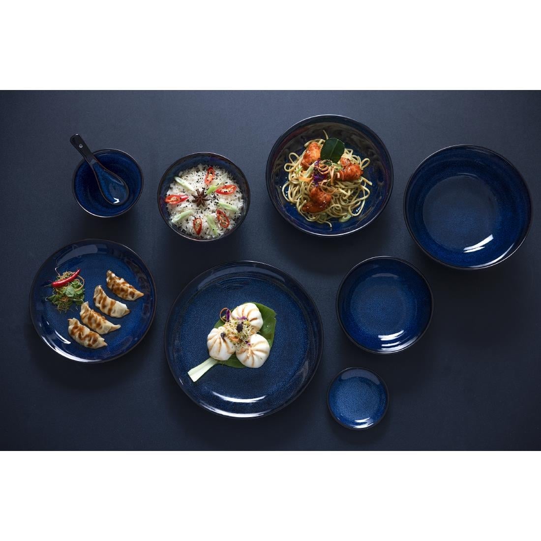 Assiettes creuses Olympia Luna bleu nuit 205 mm (lot de 4) — DZ779