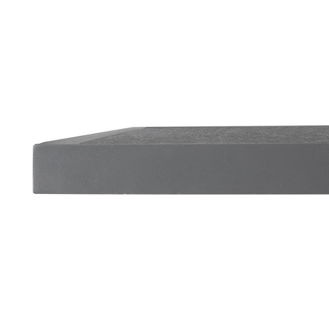 Plateau de table extérieur carré en verre trempé Bolero noir brossé bord gris 700 mm — DZ873