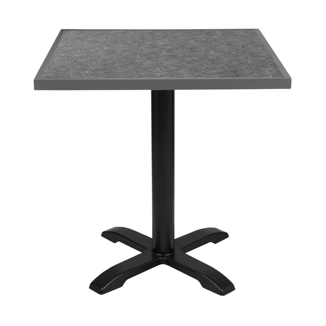 Plateau de table extérieur carré en verre trempé Bolero noir brossé bord gris 700 mm — DZ873