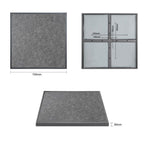 Plateau de table extérieur carré en verre trempé Bolero noir brossé bord gris 700 mm — DZ873