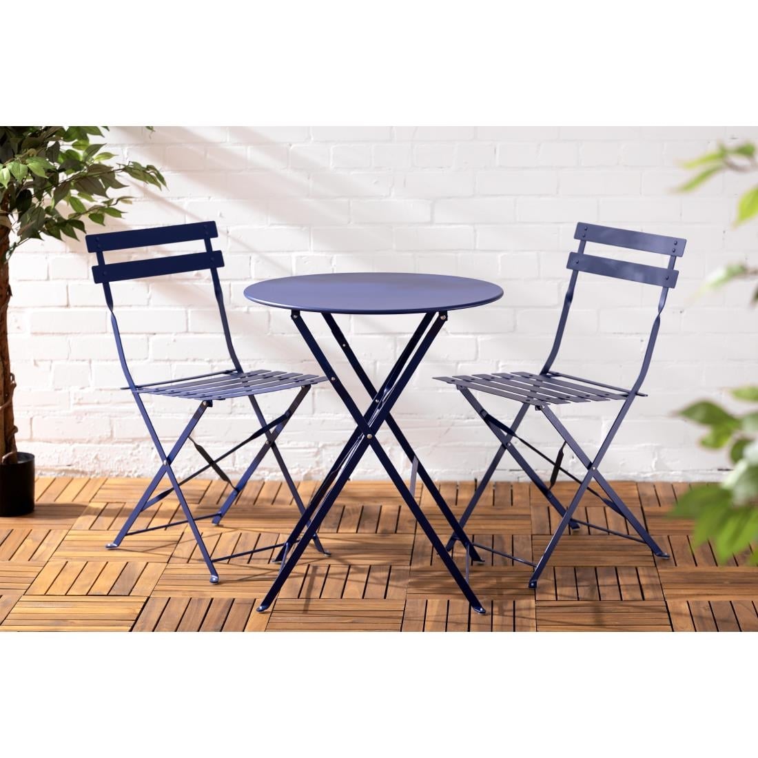 Chaises de terrasse pliantes Bolero Perth bleu marine foncé (lot de 2) — FU541
