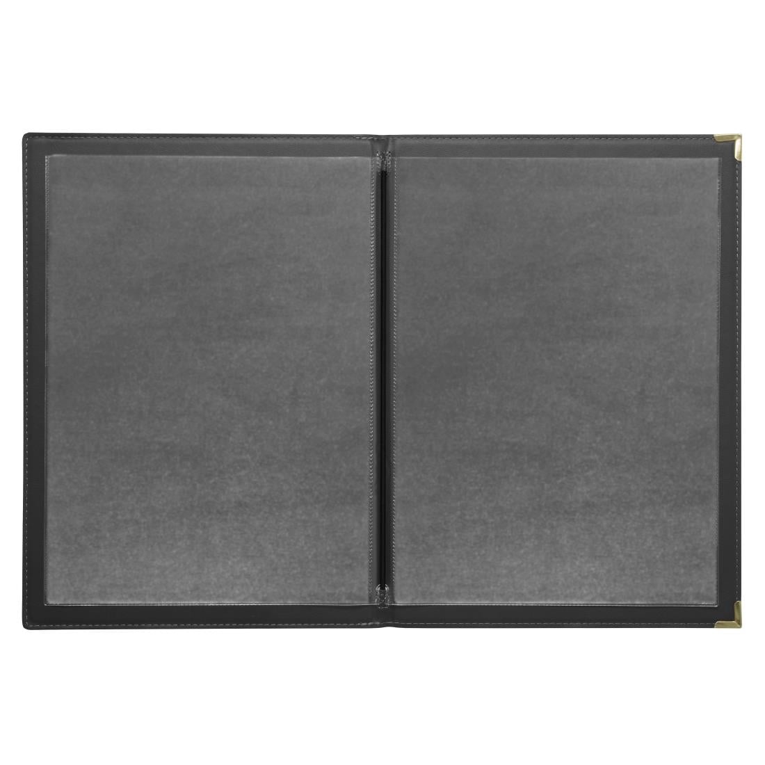 Protège-menus en simili cuir Olympia A5 noir — E223