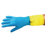 Gants étanches protection chimique légère bleus et jaunes Mapa Alto 405 L — FA296-L
