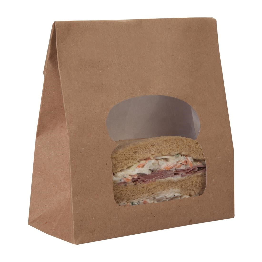 Sacs sandwich kraft recyclables noirs avec fenêtre Colpac (lot de 250) — FA382