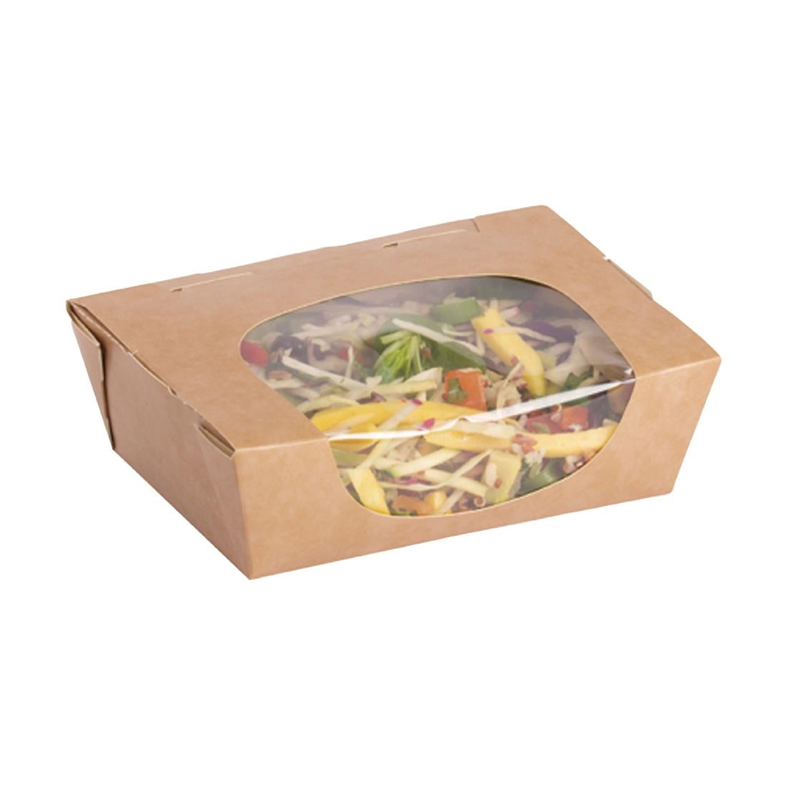 Barquettes à salade kraft recyclables avec fenêtre acétate 825ml (lot de 200) — FA392