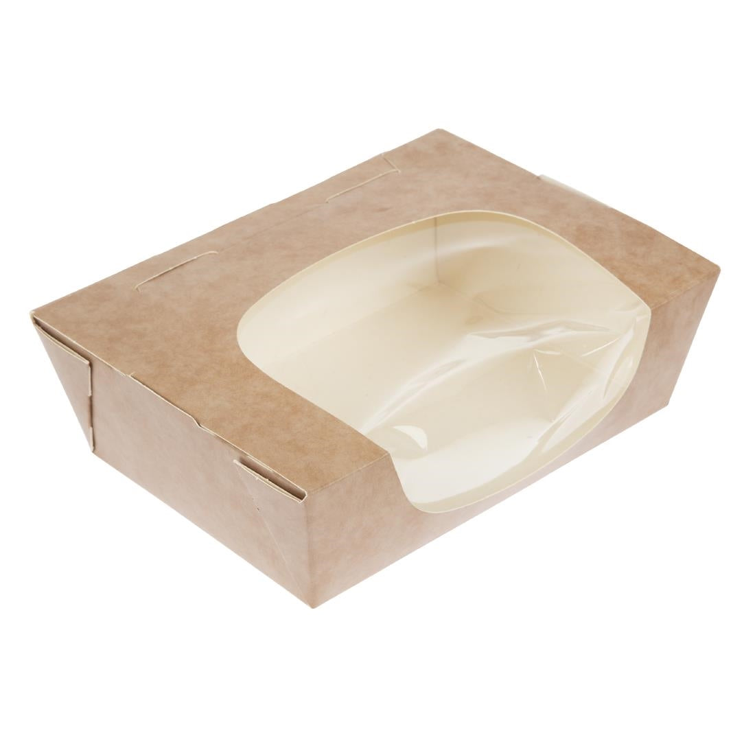 Barquettes à salade kraft recyclables avec fenêtre acétate 825ml (lot de 200) — FA392