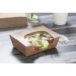 Barquettes à salade kraft recyclables avec fenêtre acétate 825ml (lot de 200) — FA392