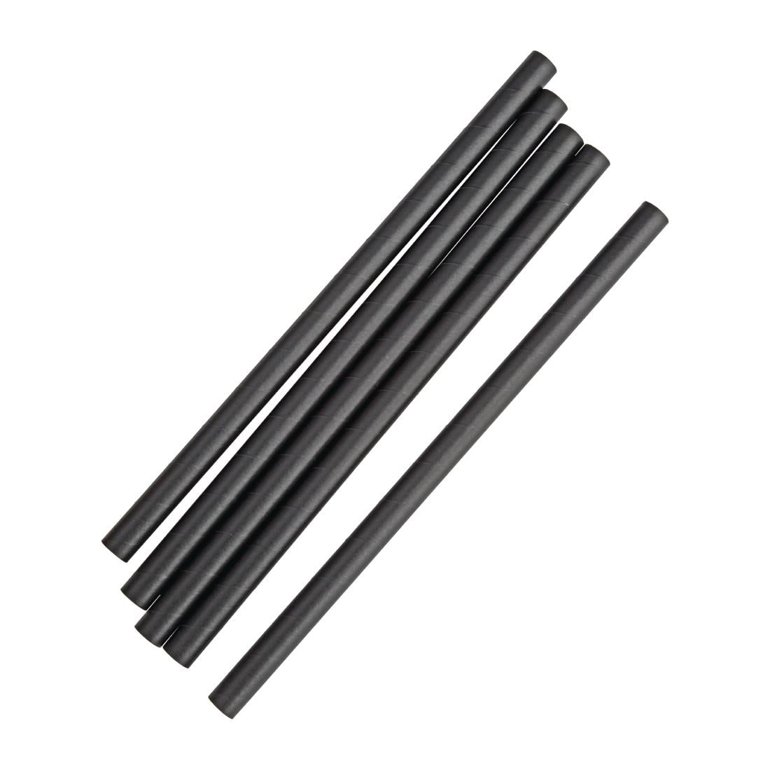 Pailles à smoothie en papier Fiesta Compostable noires 210mm (lot de 250) — FB145