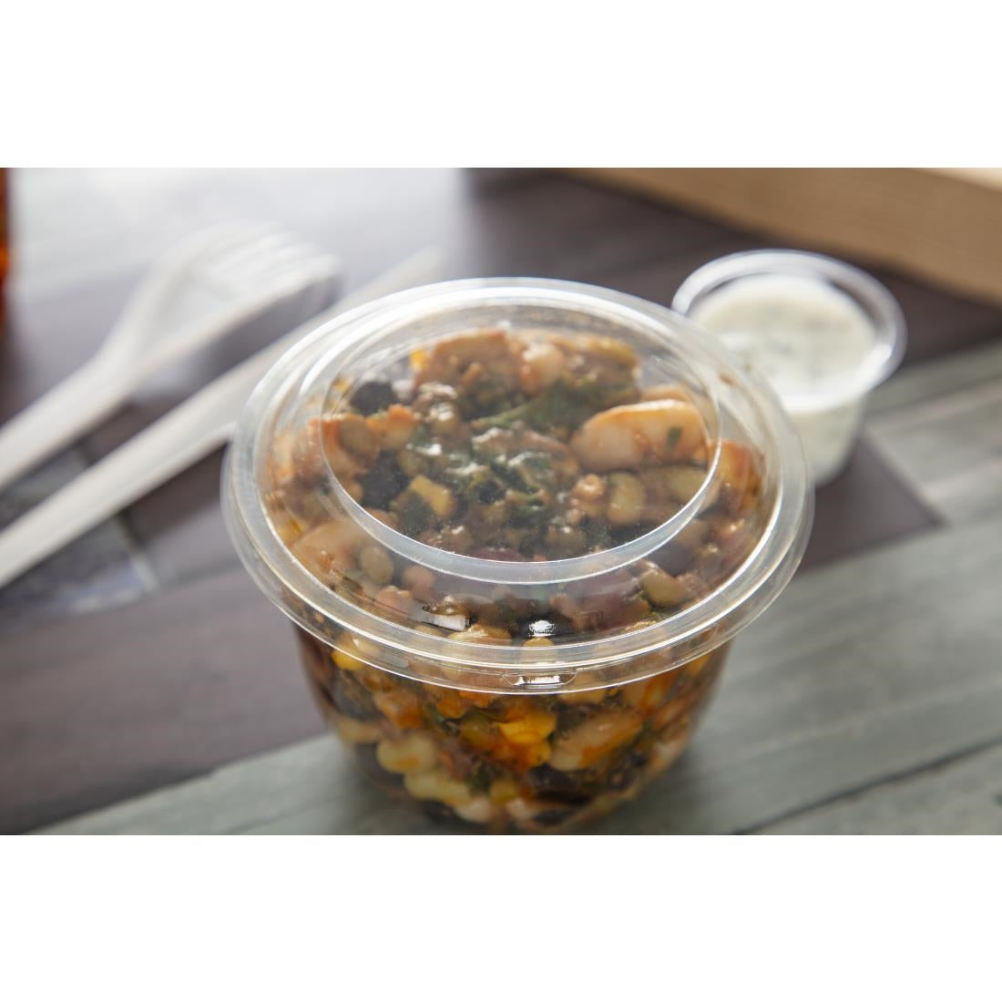 Couvercles PET recyclables 95mm pour pots de 227ml, 340ml et 454ml Faerch OHCO (lot de 1800) — FB382