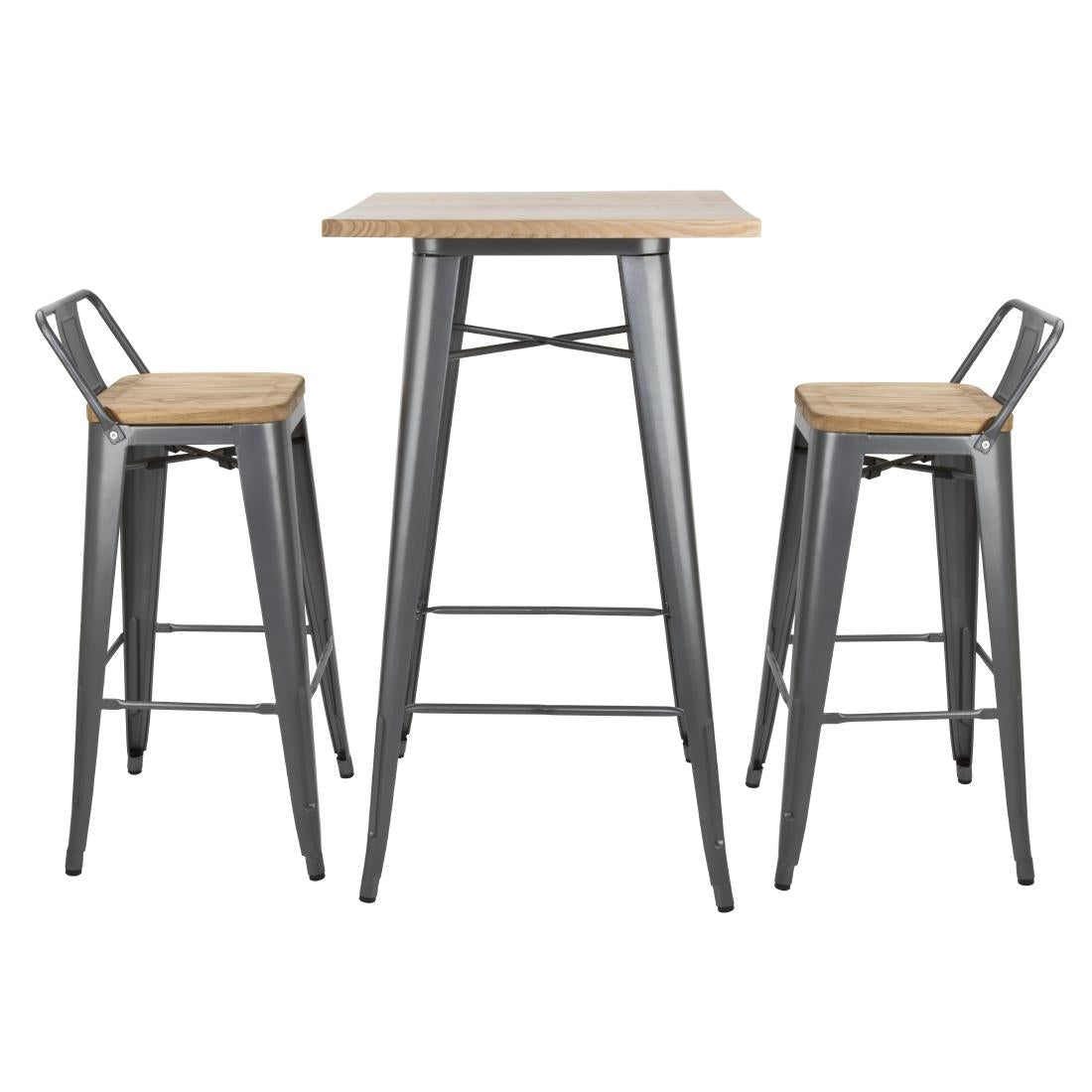 Mange-debout gris avec plateau en bois Bolero Bistro — FB596