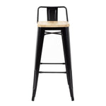 Tabourets bistro hauts avec dossier et assise en bois Bolero noirs (lot de 4) — FB623