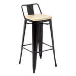 Tabourets bistro hauts avec dossier et assise en bois Bolero noirs (lot de 4) — FB623