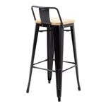 Tabourets bistro hauts avec dossier et assise en bois Bolero noirs (lot de 4) — FB623