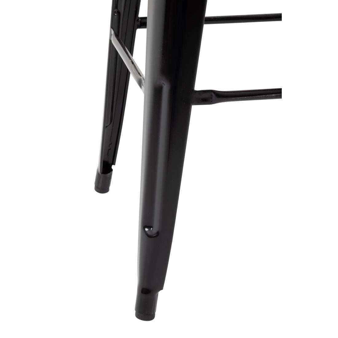 Tabourets bistro hauts avec dossier et assise en bois Bolero noirs (lot de 4) — FB623