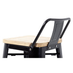 Tabourets bistro hauts avec dossier et assise en bois Bolero noirs (lot de 4) — FB623