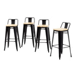 Tabourets bistro hauts avec dossier et assise en bois Bolero noirs (lot de 4) — FB623
