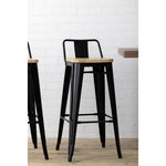 Tabourets bistro hauts avec dossier et assise en bois Bolero noirs (lot de 4) — FB623