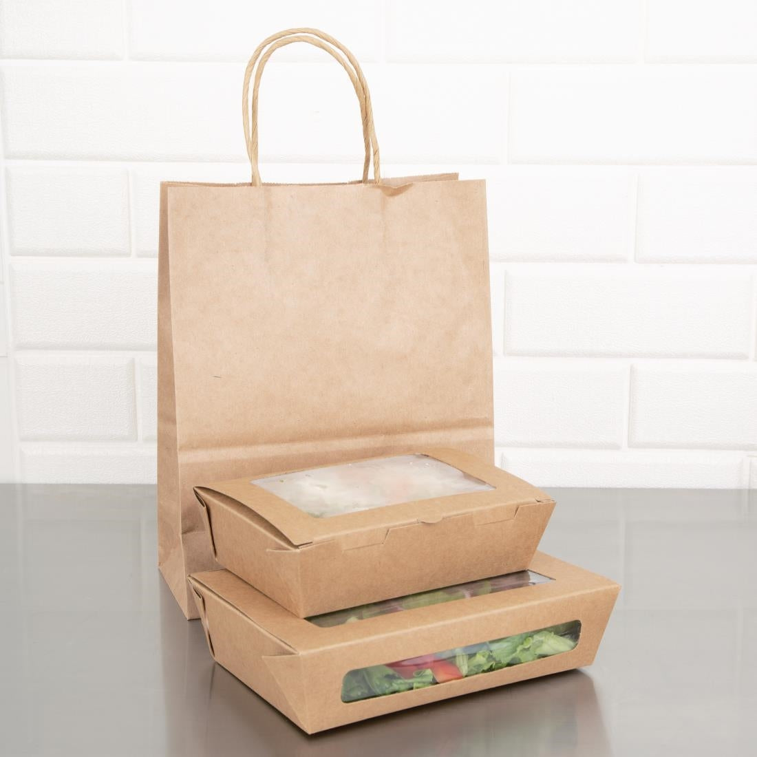 Boîtes salade compostables avec fenêtre en PLA Fiesta Compostable 1200ml (lot de 200) — FB677