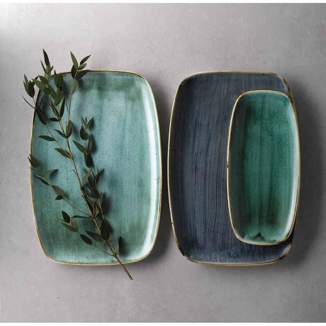 Assiettes oblongues Churchill Stonecast No.4 Samphire Green 269 x 127mm (Lot de 12) — FC154
