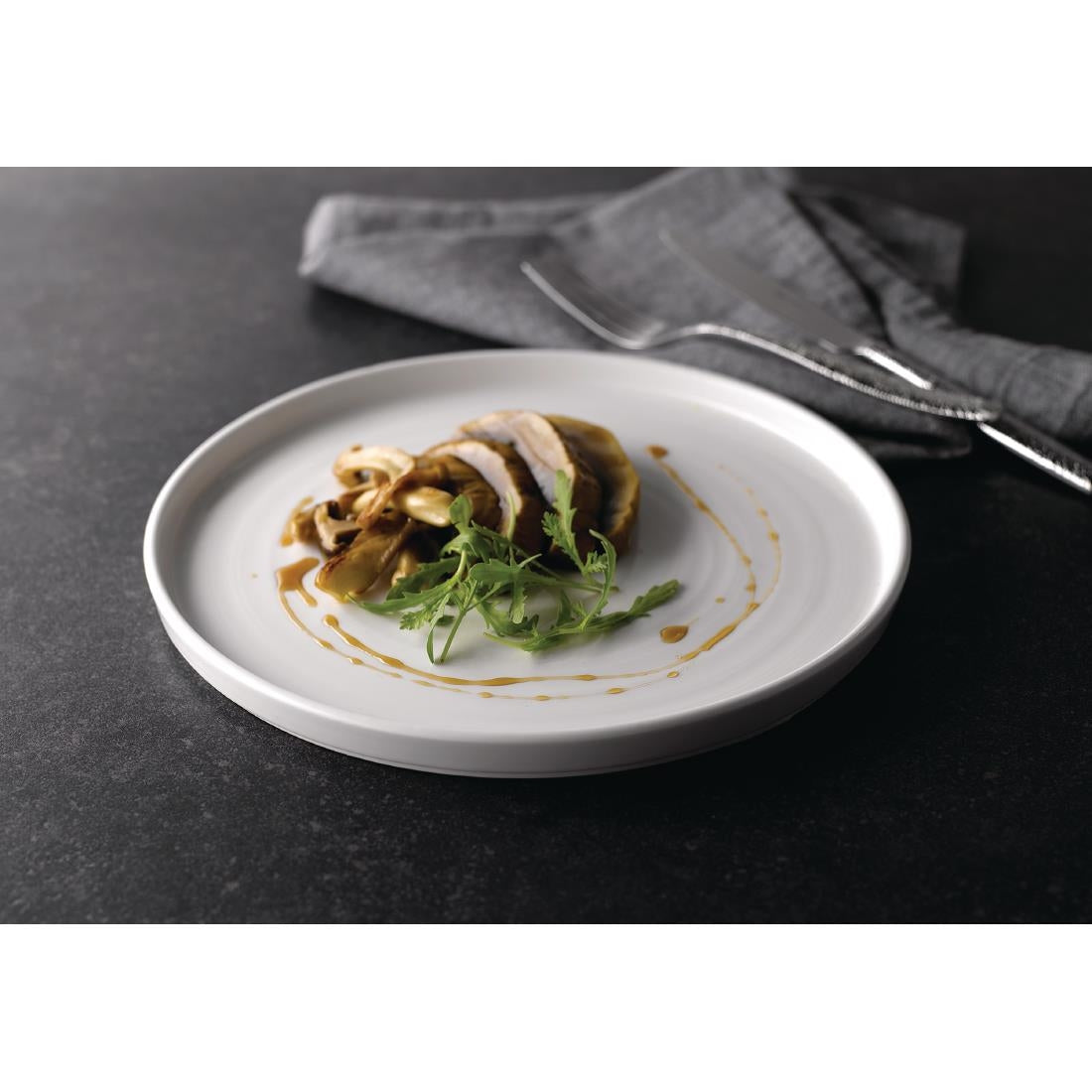 Assiettes avec rebord Churchill Chefs blanches 260mm (lot de 6) — FC165