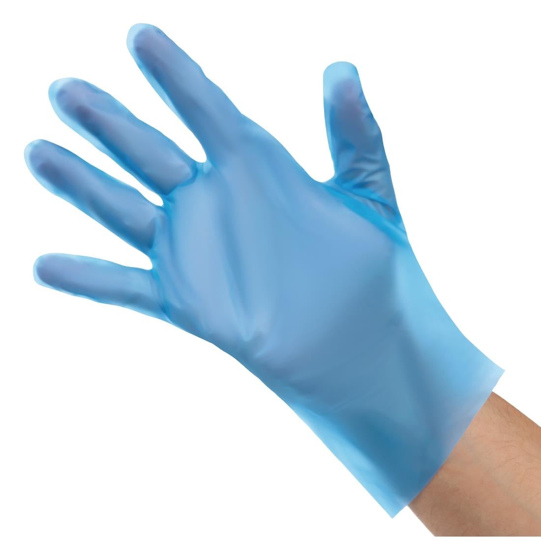 Gants alimentaires en TPE non poudrés bleus Nisbets Essentials M (lot de 200) — FC488-M