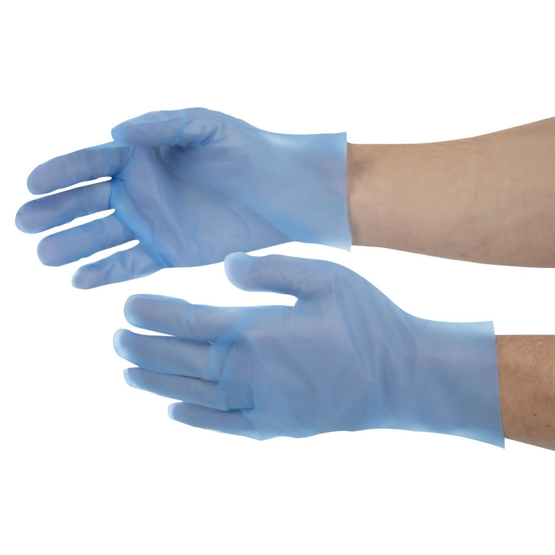 Gants alimentaires en TPE non poudrés bleus Nisbets Essentials M (lot de 200) — FC488-M