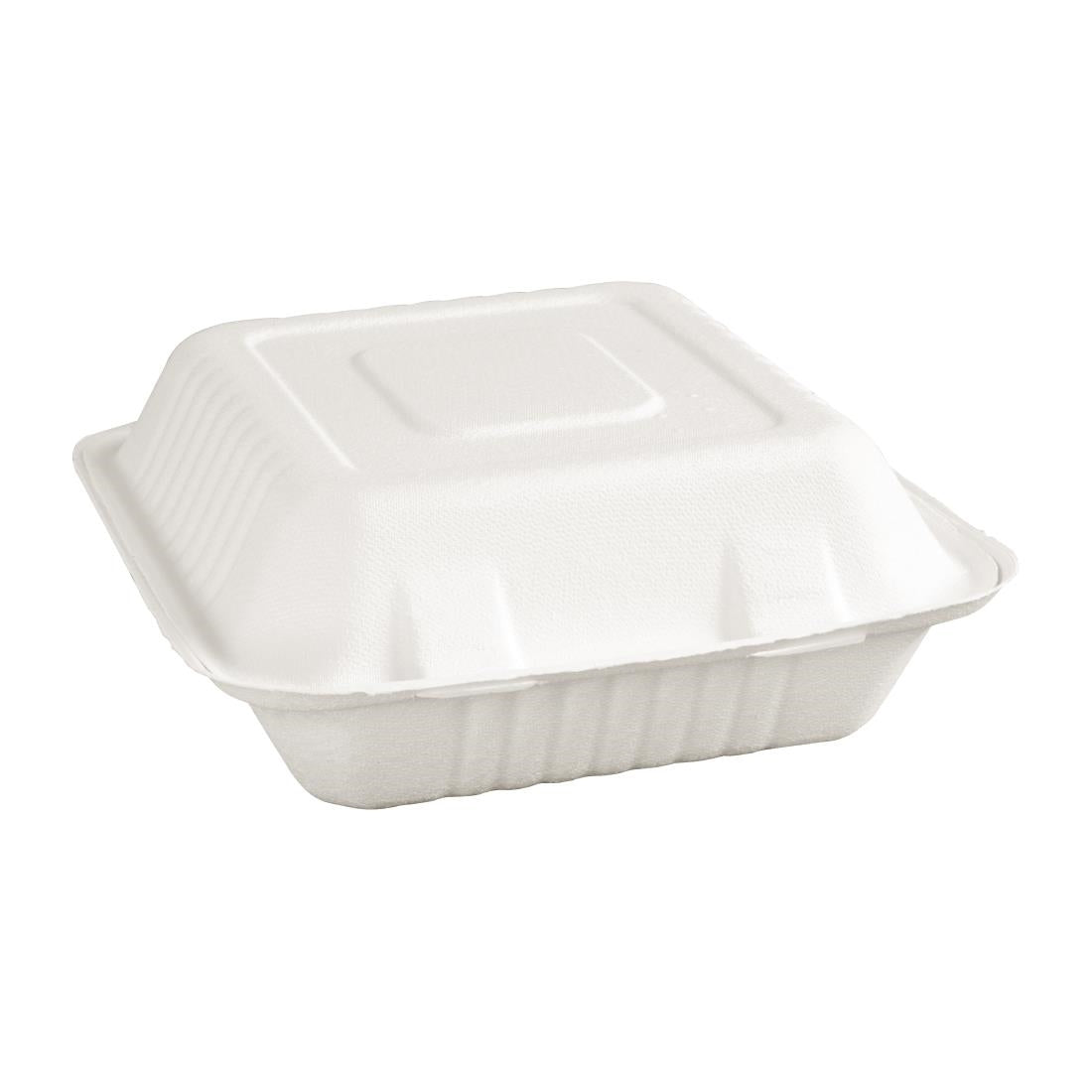 Boîtes 3 compartiments avec couvercle à charnière compostables en bagasse Fiesta Compostable 201mm (lot de 200) — FC526