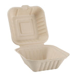Boîtes hamburger compostables en bagasse coloris naturel Fiesta Compostable 152mm (lot de 500) — FC542