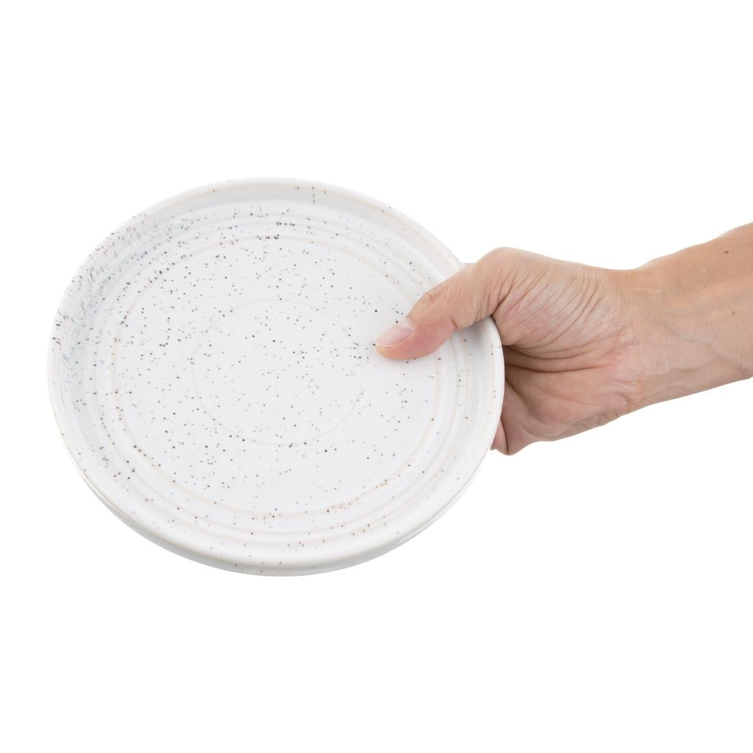 Assiettes Plates Rondes Olympia Cavolo Blanc Moucheté 180mm (lot de 6) — FD902