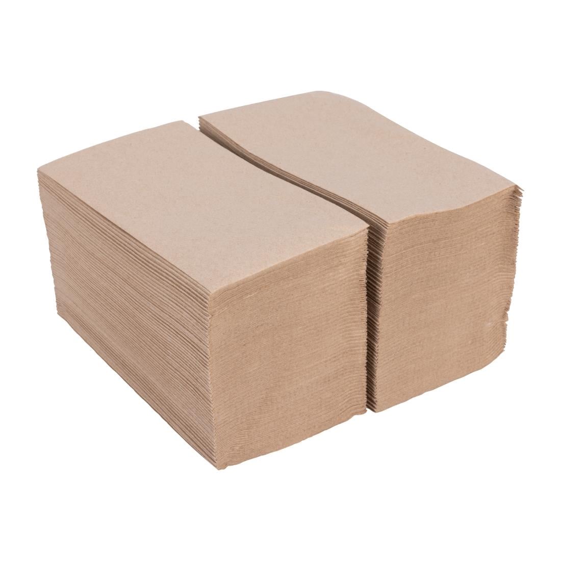 Serviettes snacking recyclées 2 plis pliage 1/8 Fiesta Recyclable 330mm kraft (lot de 2000) — FE234