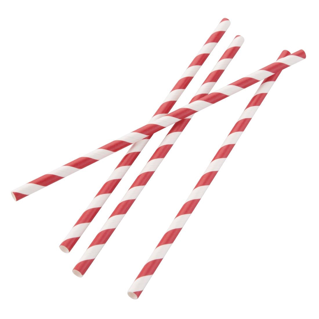 Pailles compostables en papier emballées individuellement Fiesta Compostable à rayures rouges (lot de 250) — FP442
